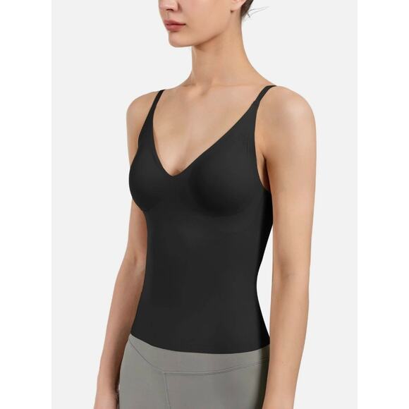 Artdear Black Camisole Built in Bra Spaghetti Straps Cami Tank Shapewear Sz XXL - Picture 1 of 7